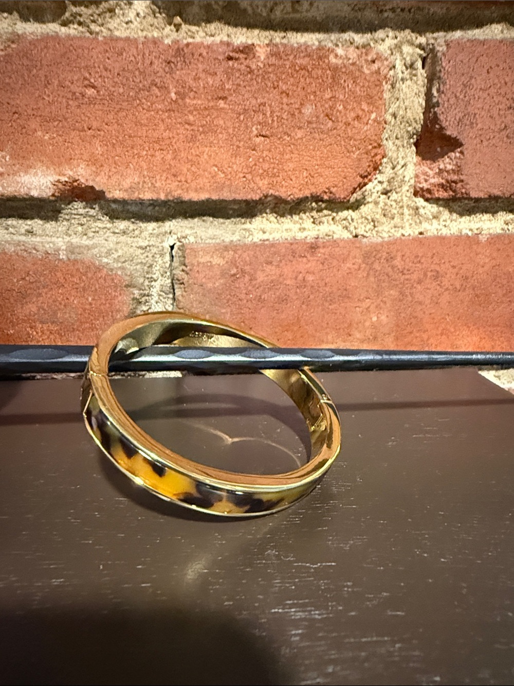 J. Crew Gold-Tone Bangle with Tortoiseshell Inlay